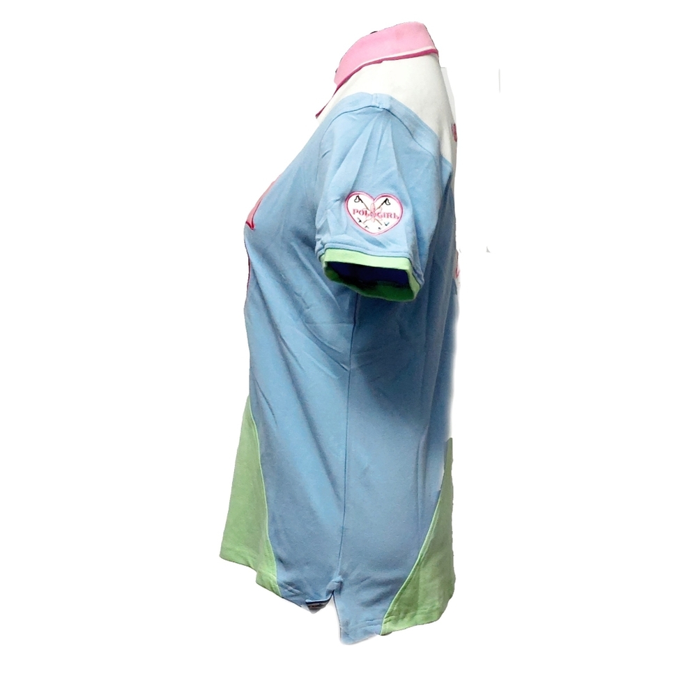 NWT POLOGEAR Womens Pastel Cotton Embroidered Patches Polo Shirt Sz M - Picture 5 of 8